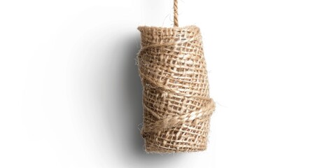 Aufkleber - A roll of jute rope hangs on a wall, perfect for decorating or using as a rustic accent