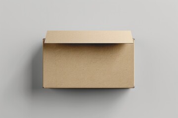 Poster - A simple brown cardboard box sitting on a gray surface