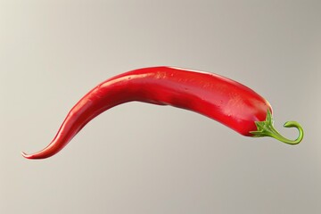 Wall Mural - A bright red hot pepper with a green stem photographed from the side