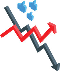 Poster - Marketing campaign failing despite positive feedback, represented by a graph