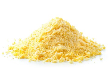 Poster - A pile of yellow powder on a white surface, suitable for science or art projects