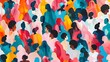 © Ziyan - Colorful diverse people crowd abstract art seamless pattern. Multi-ethnic community, big cultural diversity group background illustration in modern collage painting style.