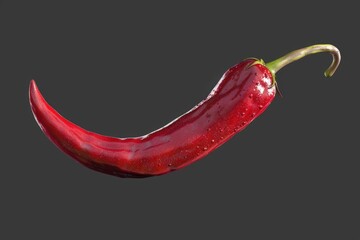 Wall Mural - A single red hot pepper sits on a dark background