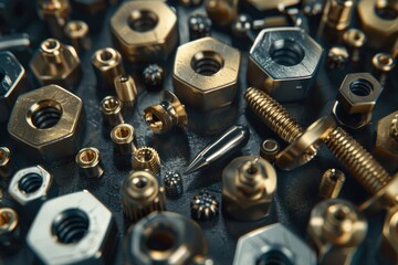 Poster - A collection of assorted nuts and screws arranged on a table
