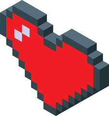 Sticker - Pixelated heart is shining, representing online love and affection in the digital age