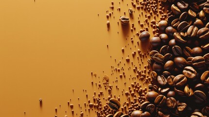 Poster - A pile of coffee beans sitting on a table, awaiting brewing or use