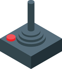 Poster - Gray isometric joystick with a red button, bringing back memories of classic arcade gaming
