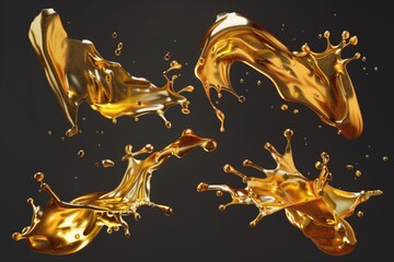 Poster - A group of liquid splashes on top of each other, suitable for use in illustrations or designs requiring a dynamic and energetic visual element