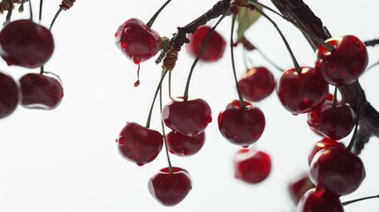Poster - A basket full of ripe cherries hangs from the tree branch, perfect for snacking or baking