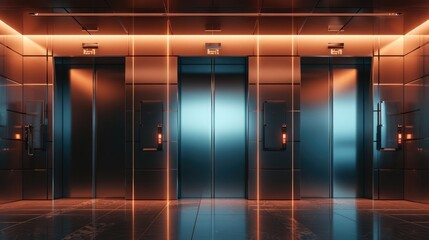 an elevator with two doors in a building