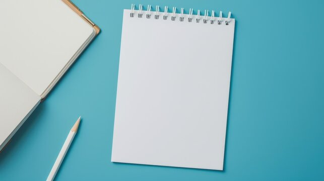 White cardboard with blank white page. Flat lay clip art. 2D vector design. No shadow. No text. Light green background.