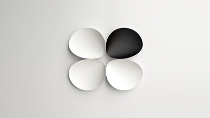 Poster - Minimalist Black and White Geometric Artwork Featuring Four Overlapping Shapes