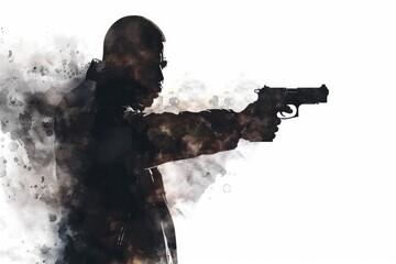 Poster - A person holding a firearm, possibly for self-defense or hunting