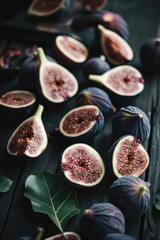 Poster - A basket of ripe figs sitting on a wooden table