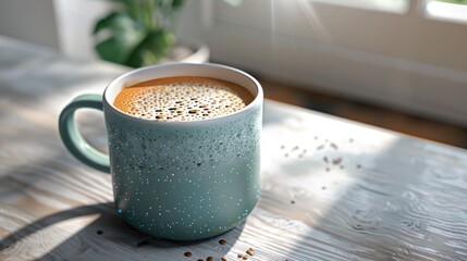 Poster - A person's morning pick-me-up sits alone on a table, waiting to be consumed