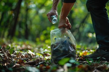 Poster - A person is seen holding a plastic bag filled with garbage, highlighting the issue of waste management and littering