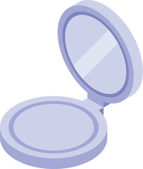 Wall Mural - Round powder case is open showing the mirror inside on a white background