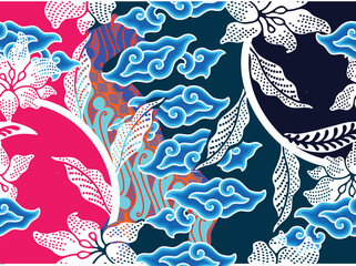 Wall Mural - Indonesian batik motifs with very distinctive, exclusive plant patterns. vector EPS 10