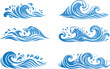 © hp - Water Waves, wave icons, Blue water Waves Set, Vector ocean water shape, Liquid shape elements, Sea wave, Wave icon set, simple doodle wave, water wave vector