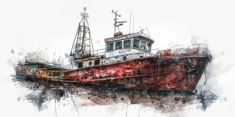 Poster - A boat floats peacefully on calm water with no signs of disturbance or movement