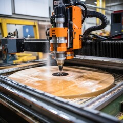 Poster - cnc machine crafting unique furniture design, highlighting tech integration in everyday items
