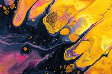 Poster - A detailed view of a yellow and black painted artwork, suitable for use in design or illustration projects