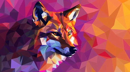 Wall Mural - Geometric Fox Portrait in Vibrant Hues