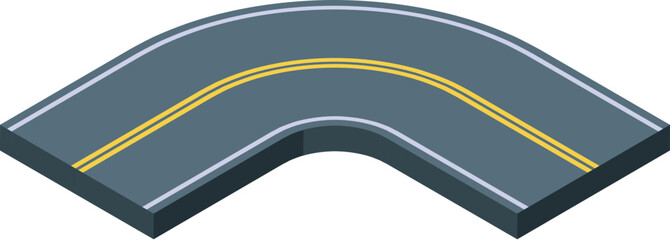 Poster - Segment of road turning right in isometric view