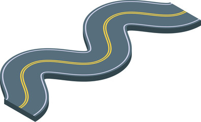 Poster - Winding road with yellow lines is going up and down, giving a sense of adventure and travel