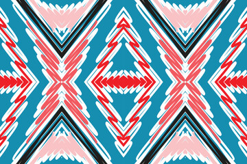 Ethnic Seamless pattern Ikat geometric Indian style.Tribal ethnic vector texture. seamless striped pattern. Ethnic ikat chevron pattern background