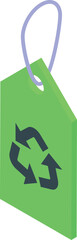 Poster - Isometric green tag showing recycle symbol hanging on white background