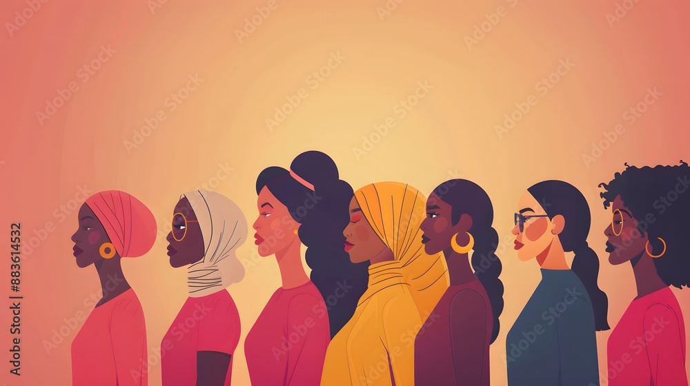 Group of women with different body and ethnicity posing together to ...