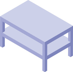 Sticker - Isometric icon of a modern coffee table with a shelf, perfect for interior design projects