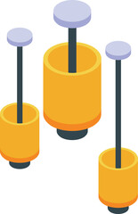 Poster - Three yellow modern ceiling lights are hanging, providing light