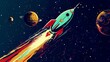 © Viriya_01k - space rocket launch to space classic cartoon poster retro style