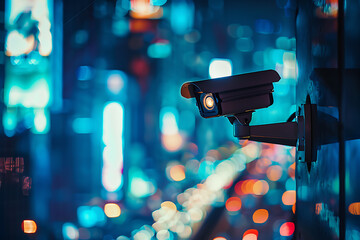 Close up of CCTV camera background with copy space