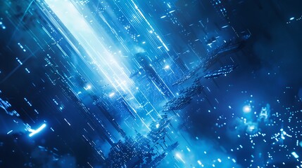 Aufkleber - Abstract Blue Digital Cityscape