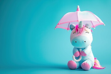 Wall Mural - unicorn with an umbrella