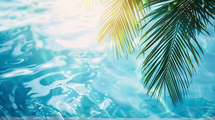 Wall Mural - Summer Resort Beach Sea Relax Travel Vacation Palm Tropic Copy Space Banner Background Hotel : Generative AI