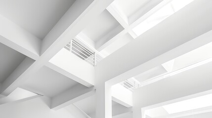Poster - White minimal interior details abstract architectural photo background corners and girders : Generative AI