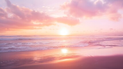 Wall Mural - capture the mesmerizing beauty of a beach sunset with this stunning photograph as the sun dips below