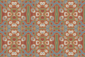 Wall Mural - Ikat ethnic Indian seamless pattern. Design for background, wallpaper, vector illustration, fabric. Ikat ethnic seamless pattern design. Aztec fabric carpet.