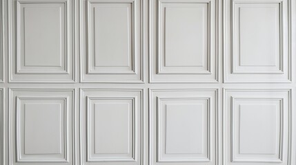Aufkleber - Classic wall of white wood panels Joinery in the interior Wall decorative interior background Modren contemporary style grid pattern Backdrop photography : Generative AI