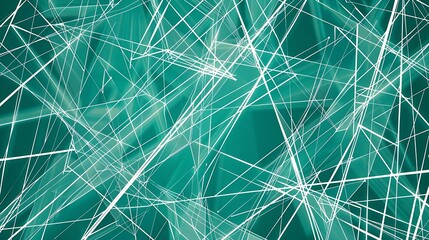 Aufkleber - Complex interplay thin lines backdrop Endless abstract white lines and geometric shapes connected on a blue green background Seamless geometric pattern for backdrop texture tech room c : Generative AI