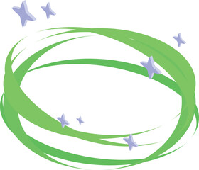 Aufkleber - green wavy lines are creating a round frame decorated with purple stars on a white background