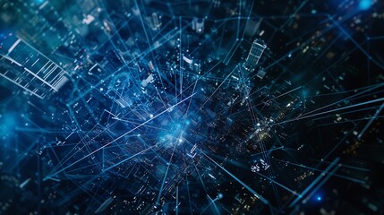Poster - Big data connection technology Cityscape telecommunication and communication network concept : Generative AI