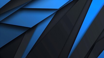 Fototapete - Modern black blue abstract background Minimal Color gradient Dark Web banner Geometric shape 3d effect Lines stripes triangles Design Futuristic Cut paper or metal effect Luxury Premiu : Generative AI