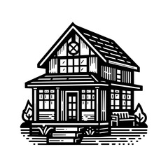 Linear architectural outline house. vector illustration.