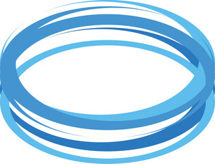 Poster - Abstract blue oval shape with overlapping lines creating a sense of depth and movement