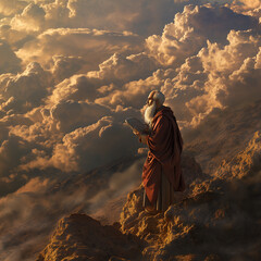 Wall Mural - religion bible moses with the 10 commandments in his hands